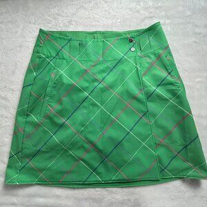 Nike Reversable Wrap Plaid Tennis Golf Skirt Green Pockets Size UK 4 Dri-Fit